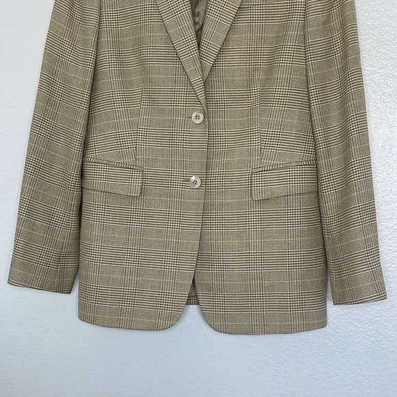 Brooks Brothers Womens Single Breasted Blazer Size 6 Silk Wool Linen Houndstooth - Picture 2 of 8